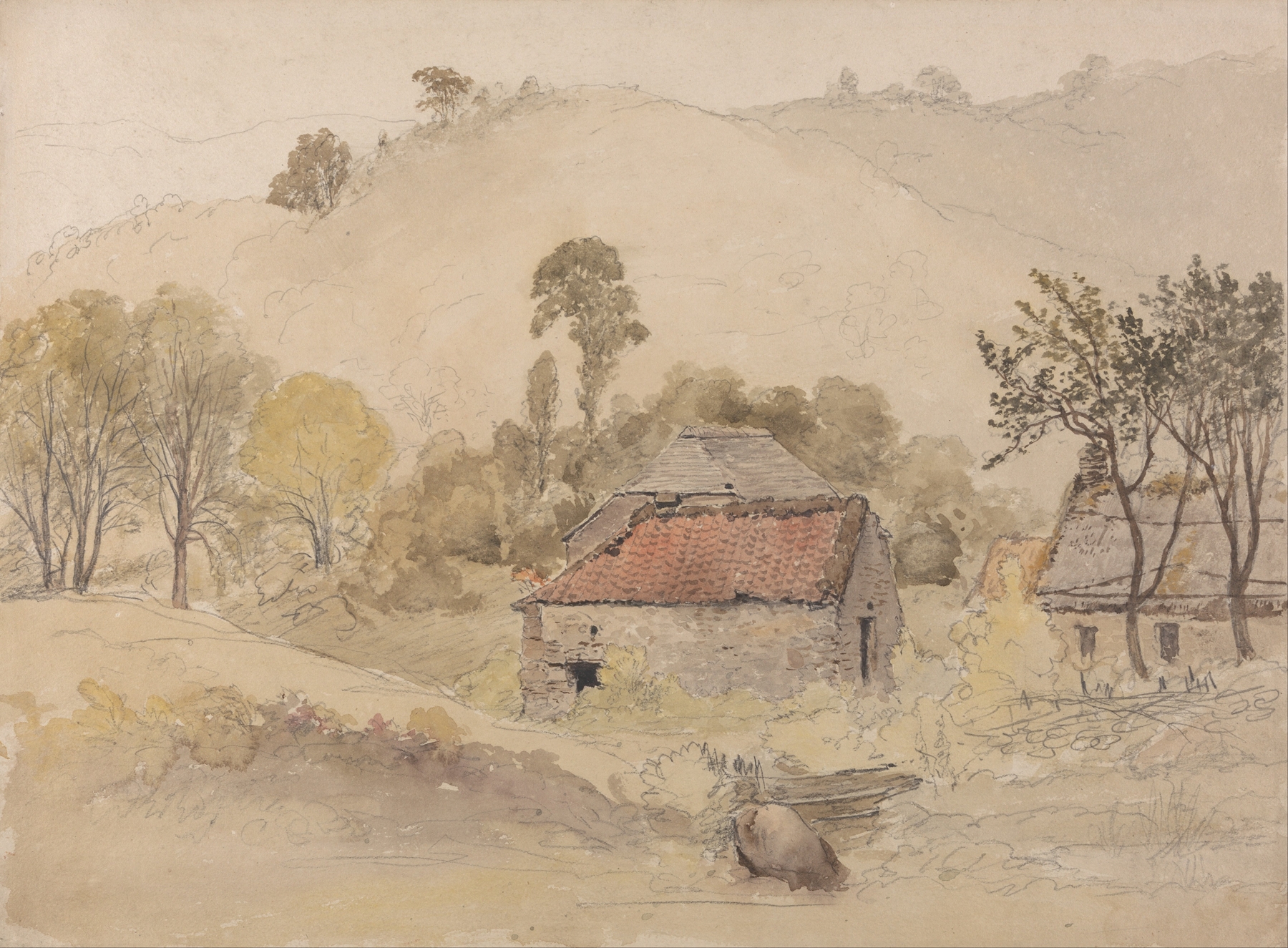 The Barns, by Samuel Palmer, public domain
