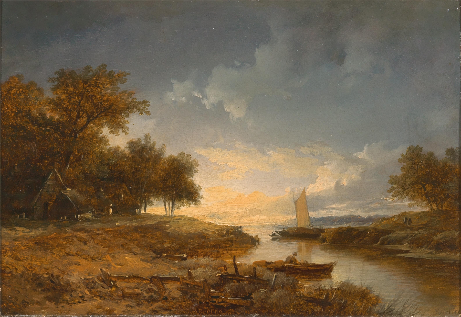A Dutch River Landscape in the Evening Light, by Remigius Adrianus van Haanen, public domain