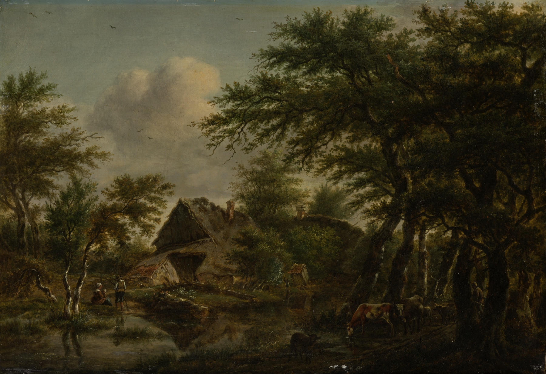 Landscape with Farm Amidst Trees, by Jan Hulswit, public domain