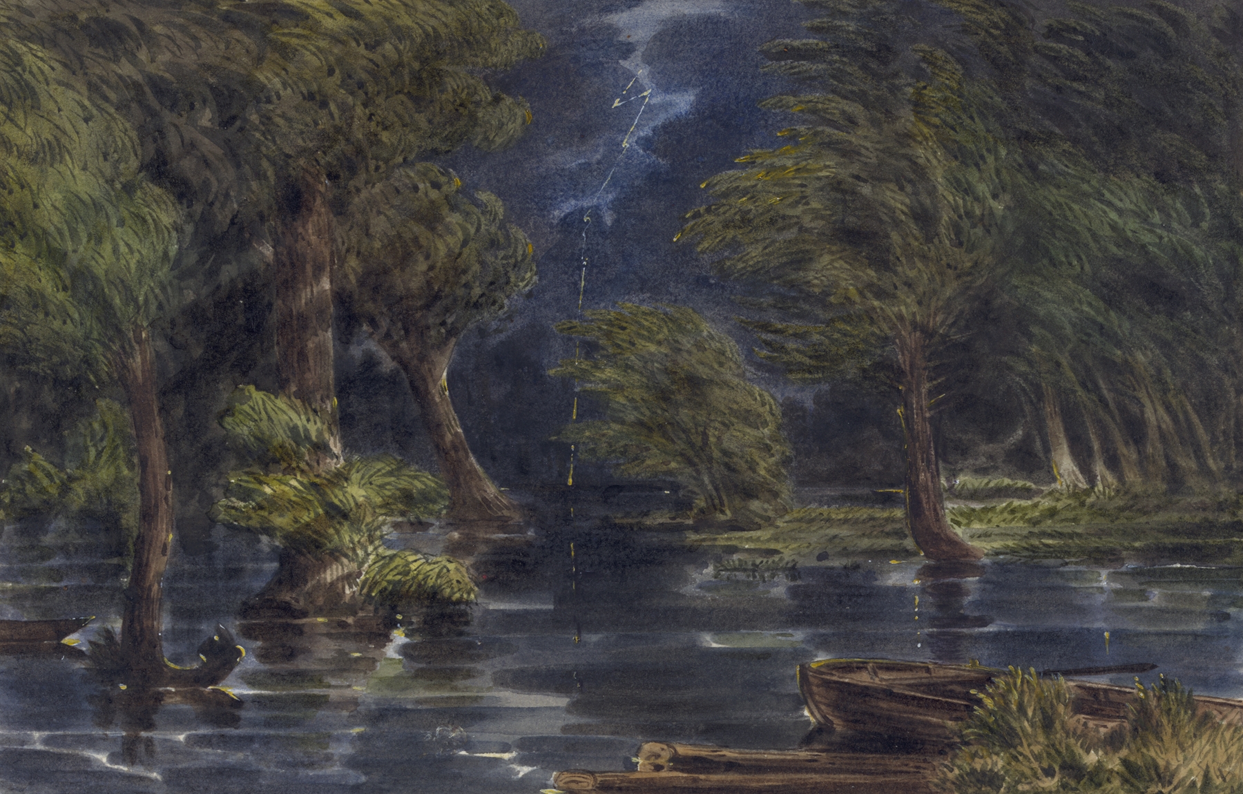 The Chickahominy Swamp by William McIlvaine, oil on canvas depicting a misty landscape with trees.