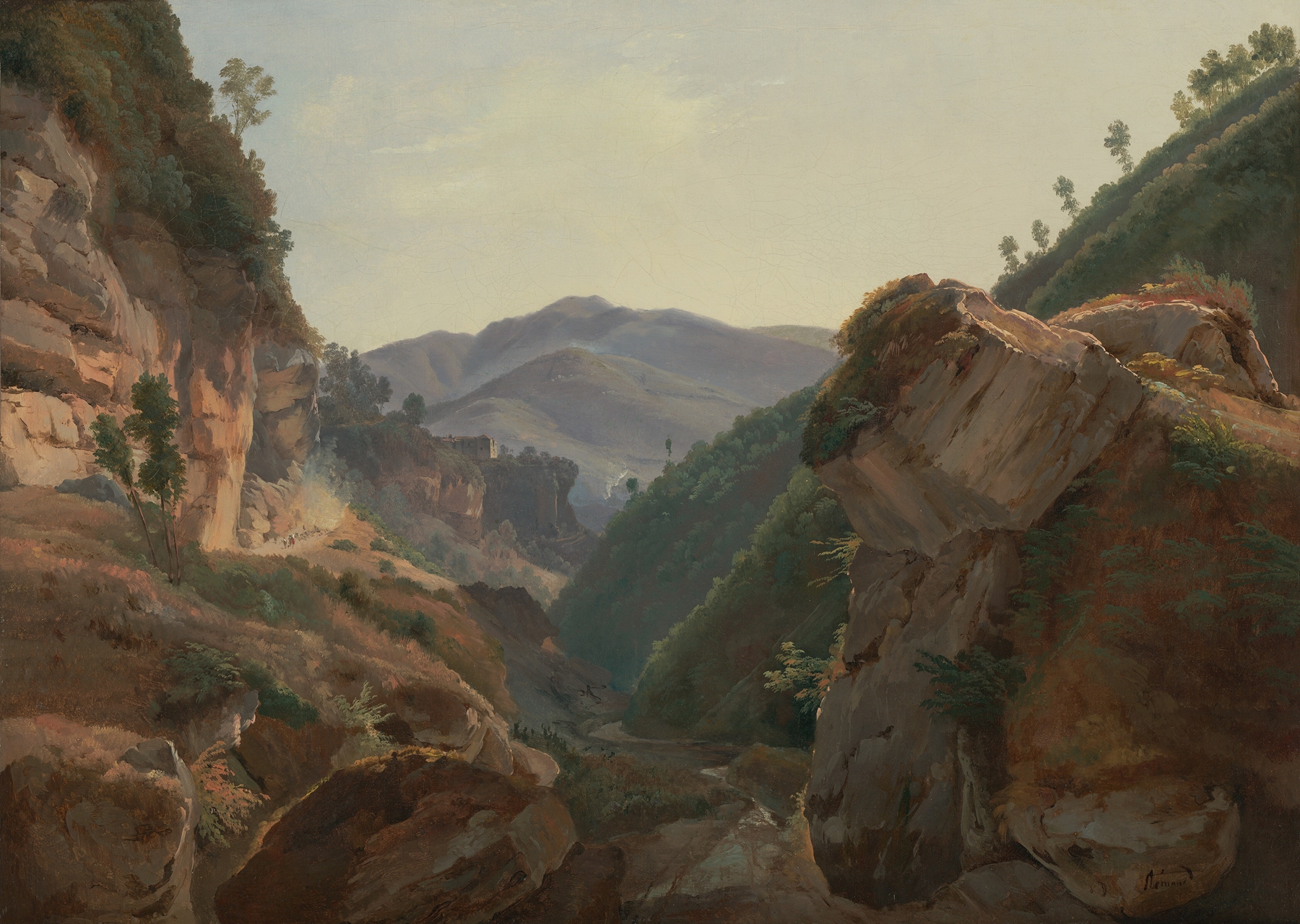 Mountain landscape with road, oil on canvas by Jean-Charles Joseph Rémond