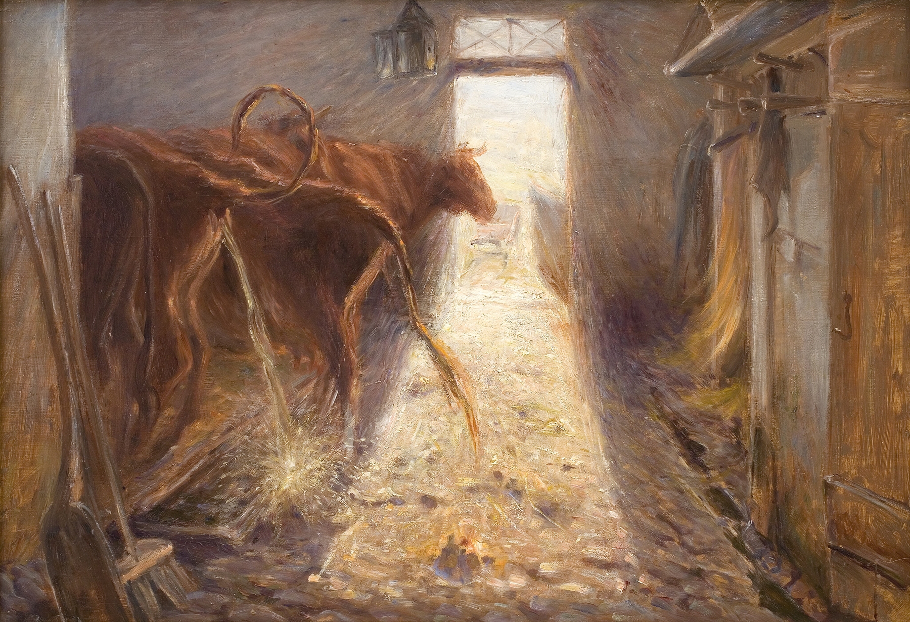 Cowshed on the Island of Saltholm by Theodor Philipsen, oil painting