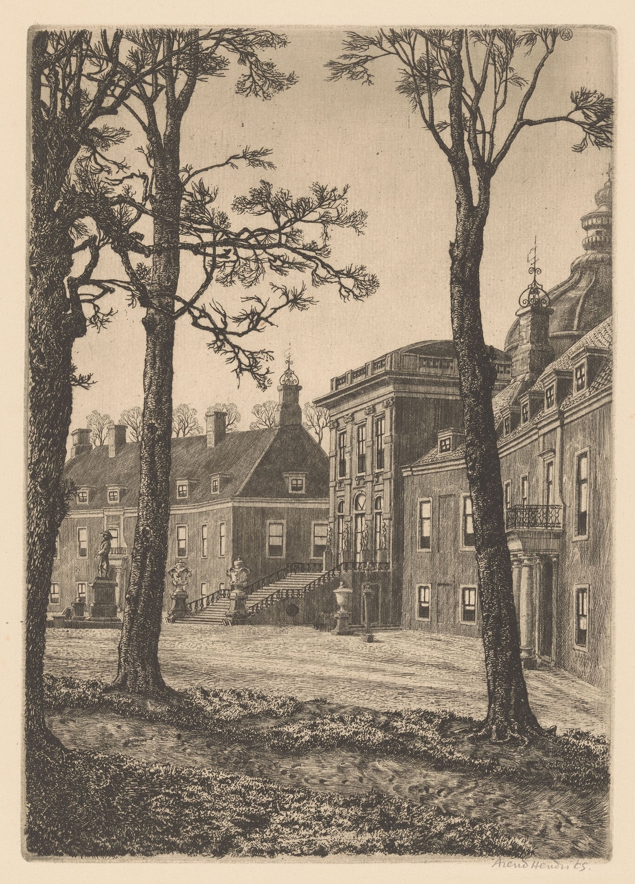 Landscape of Huis ten Bosch by Arend Hendriks, oil on canvas
