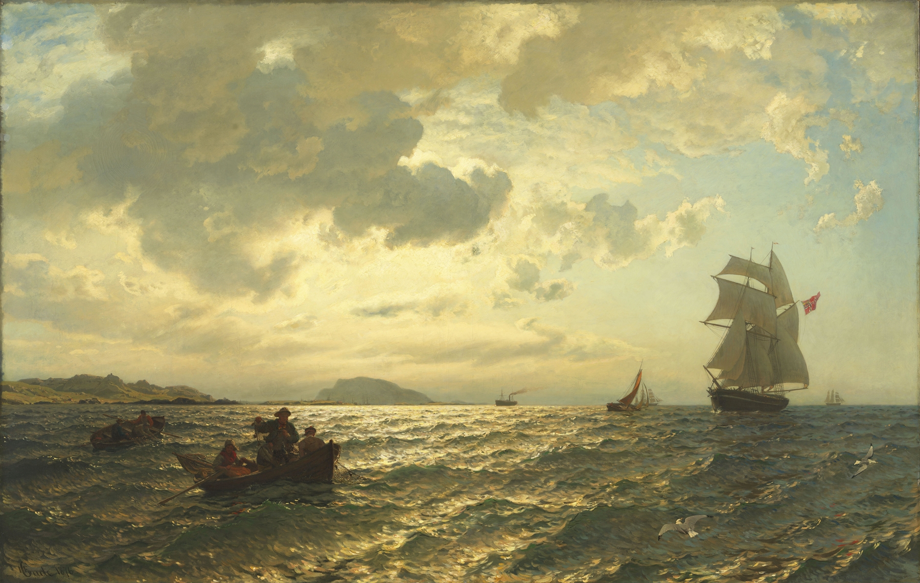 Fresh Breeze on the Norwegian Coast, by Hans Gude, public domain