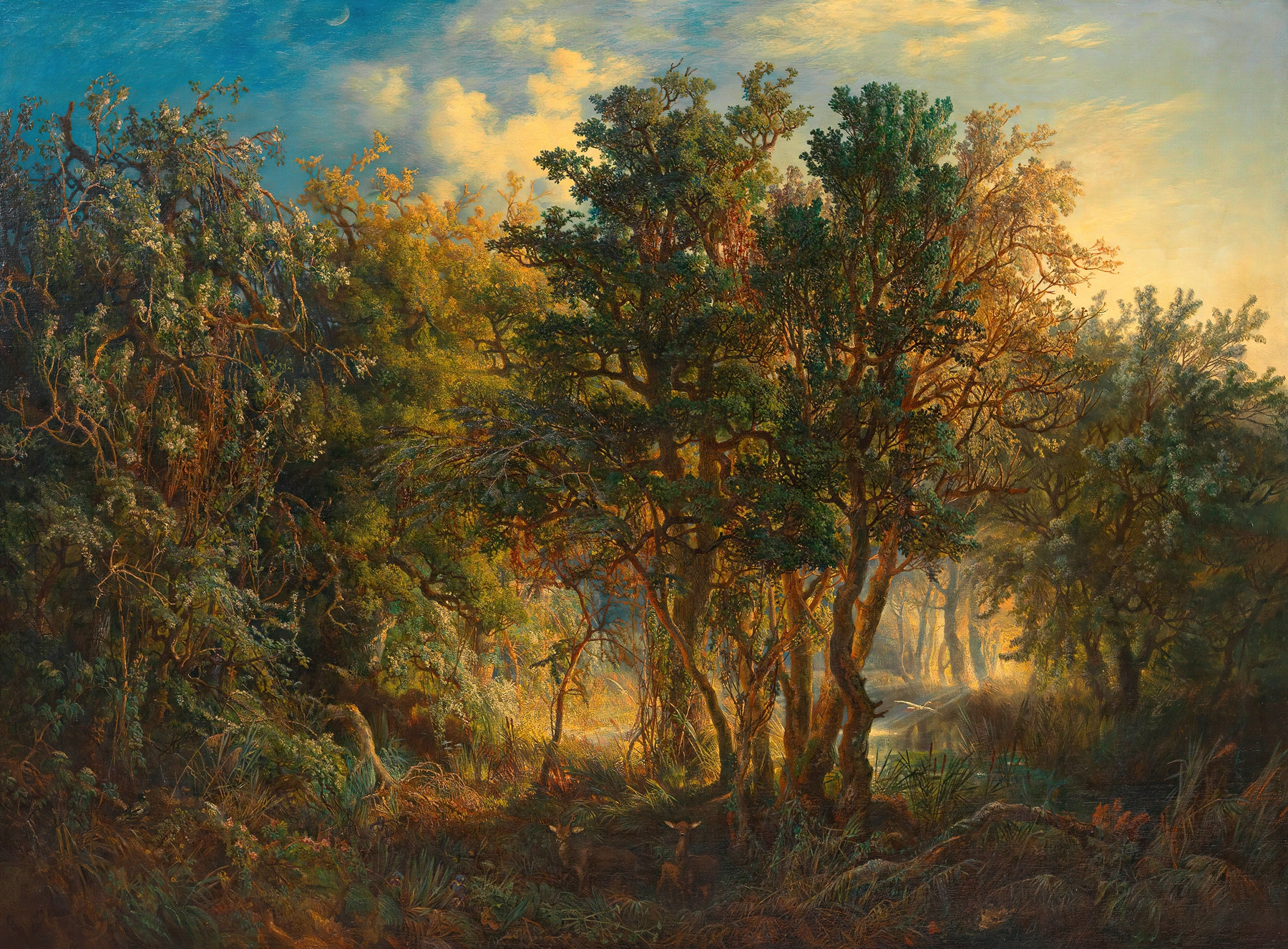 Australischer Urwald by Joseph Selleny, oil painting depicting a lush green forest landscape.