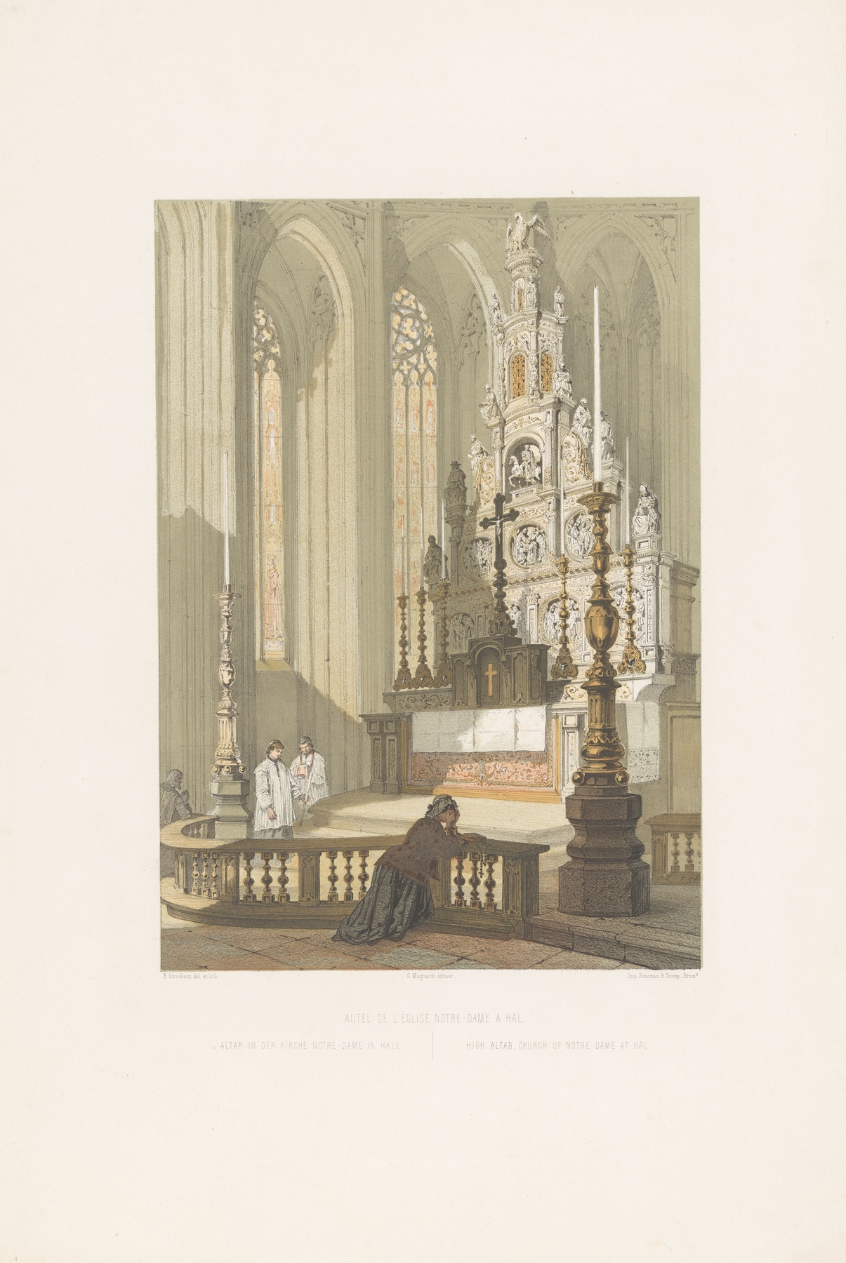High altar in the church of Notre-Dame at Hal, oil painting by François Stroobant