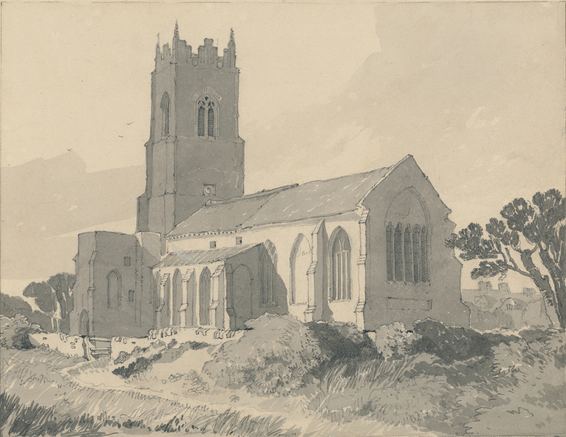 Ingham Church, Norfolk, by John Sell Cotman, public domain