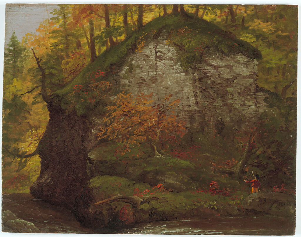 Watkins Glen; verso: Landscape, by Thomas Cole, public domain