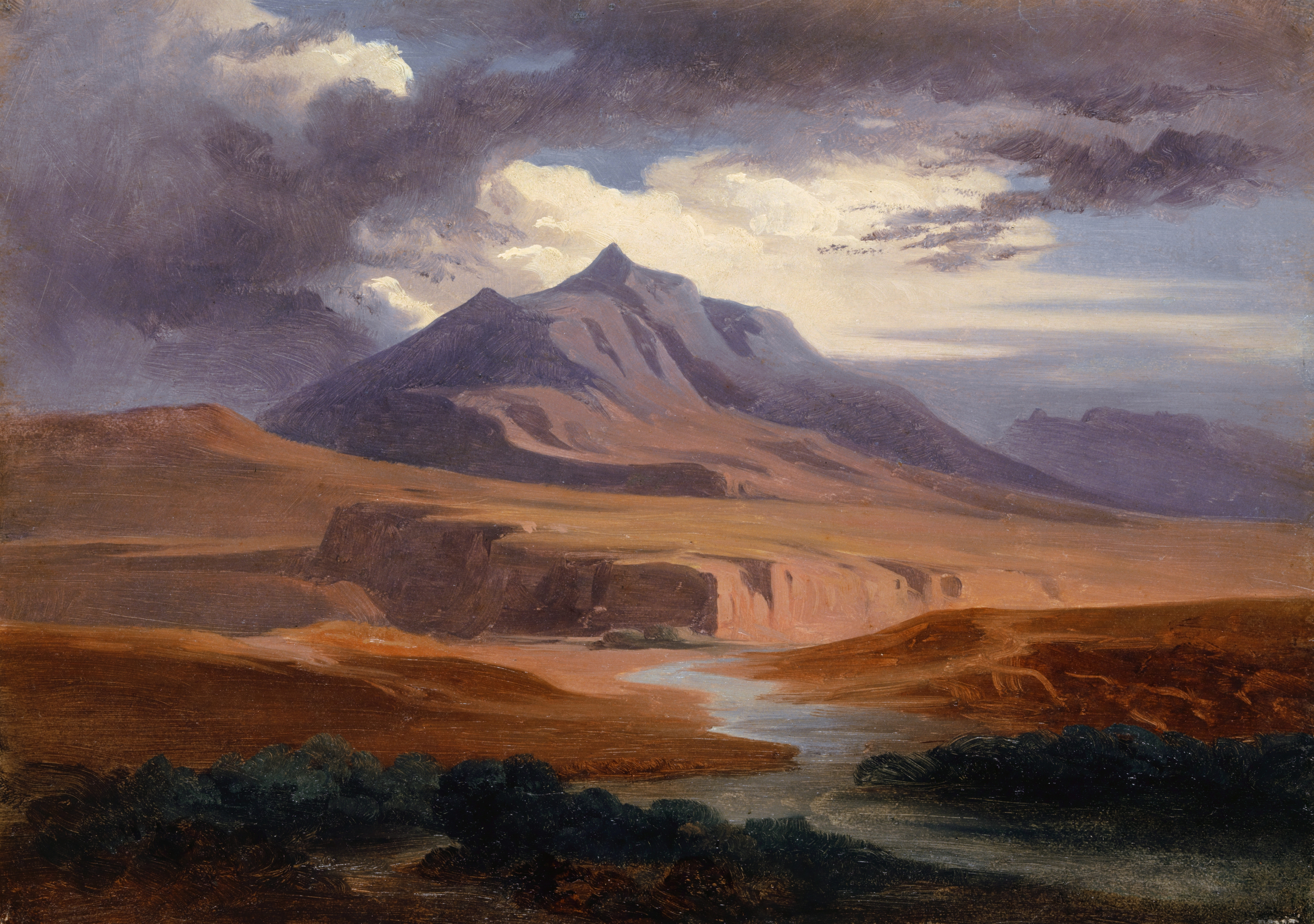 Landscape of mountains in the Roman Campagna, oil on canvas by Johann Jakob Frey.