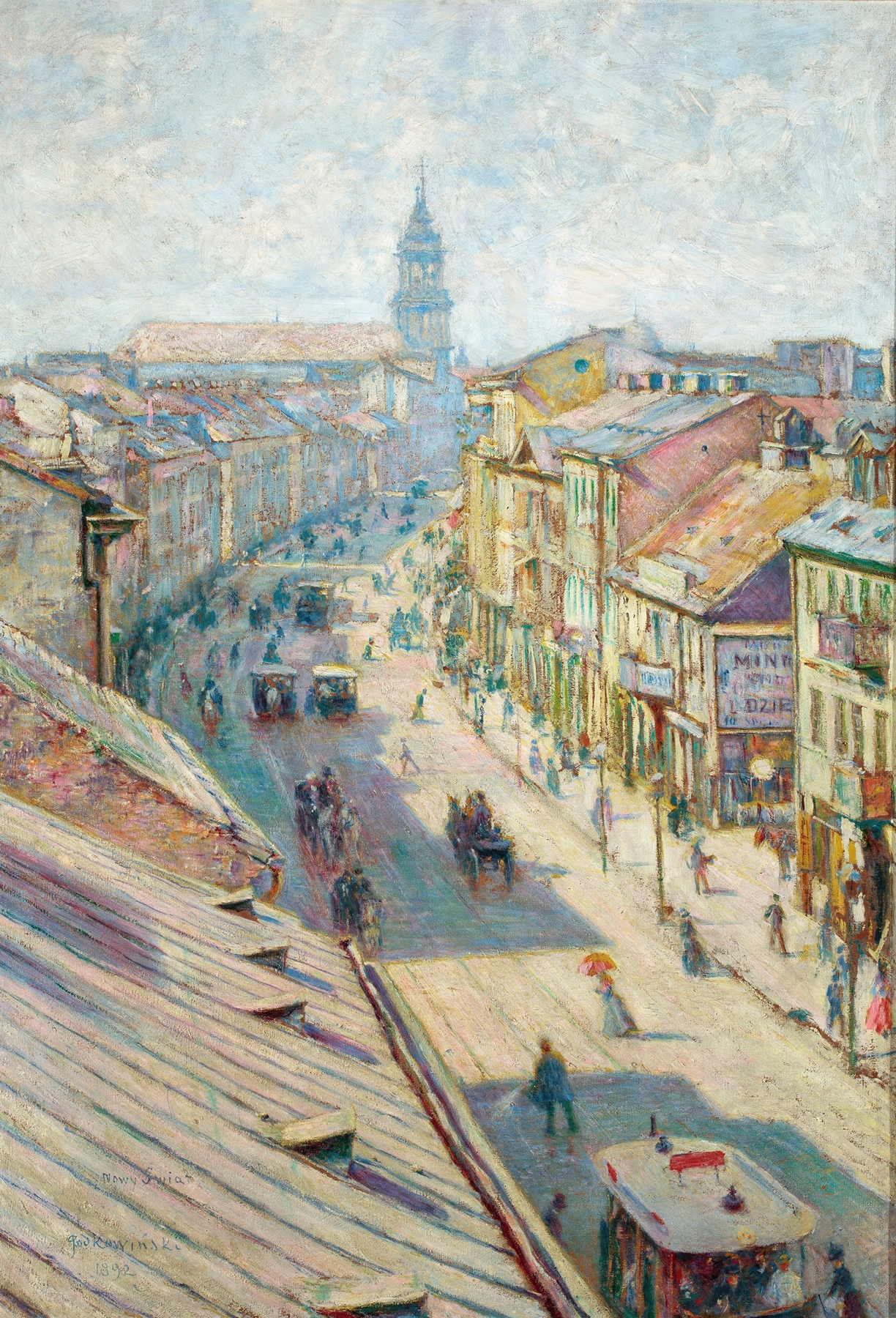 Nowy Świat Street in Warsaw on a summer day, oil on canvas by Władysław Podkowiński