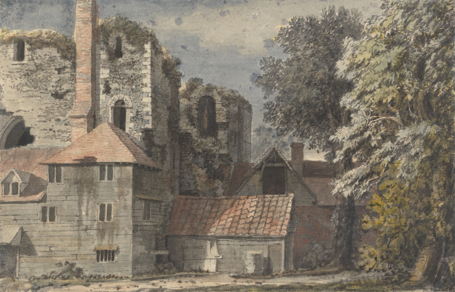 Canterbury Castle by Jonathan Skelton, oil on canvas, depicting a serene landscape with morning light.