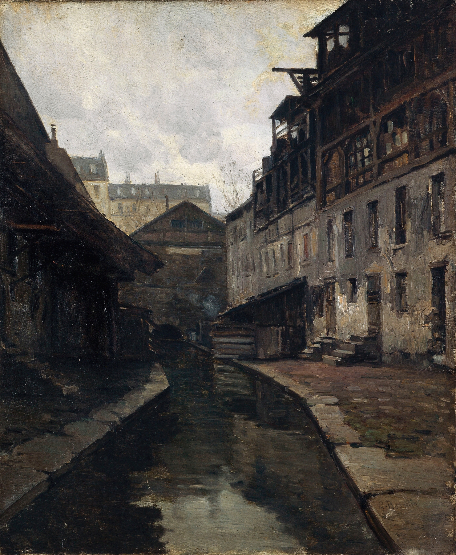 La Bièvre river landscape by Germain Eugène Bonneton, oil painting