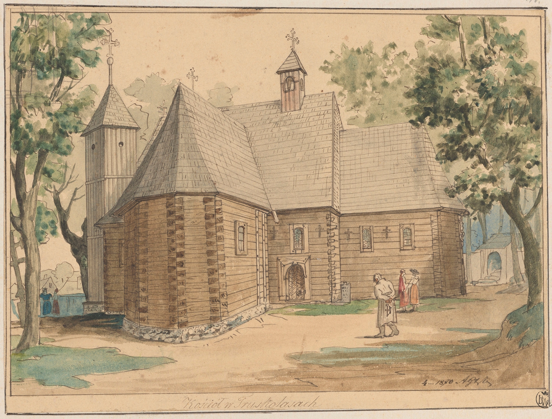 Church in Truskolasy by Adrian Głębocki, realism, exterior view of a stone church