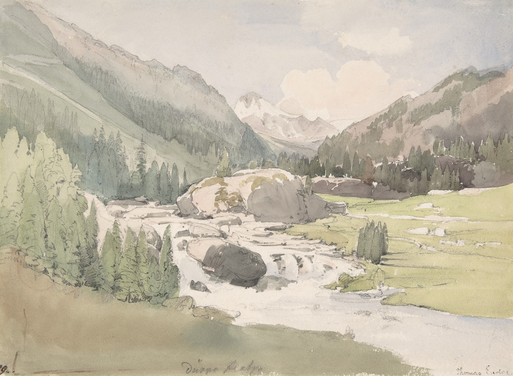 Mountain Valley, by Thomas Ender, public domain