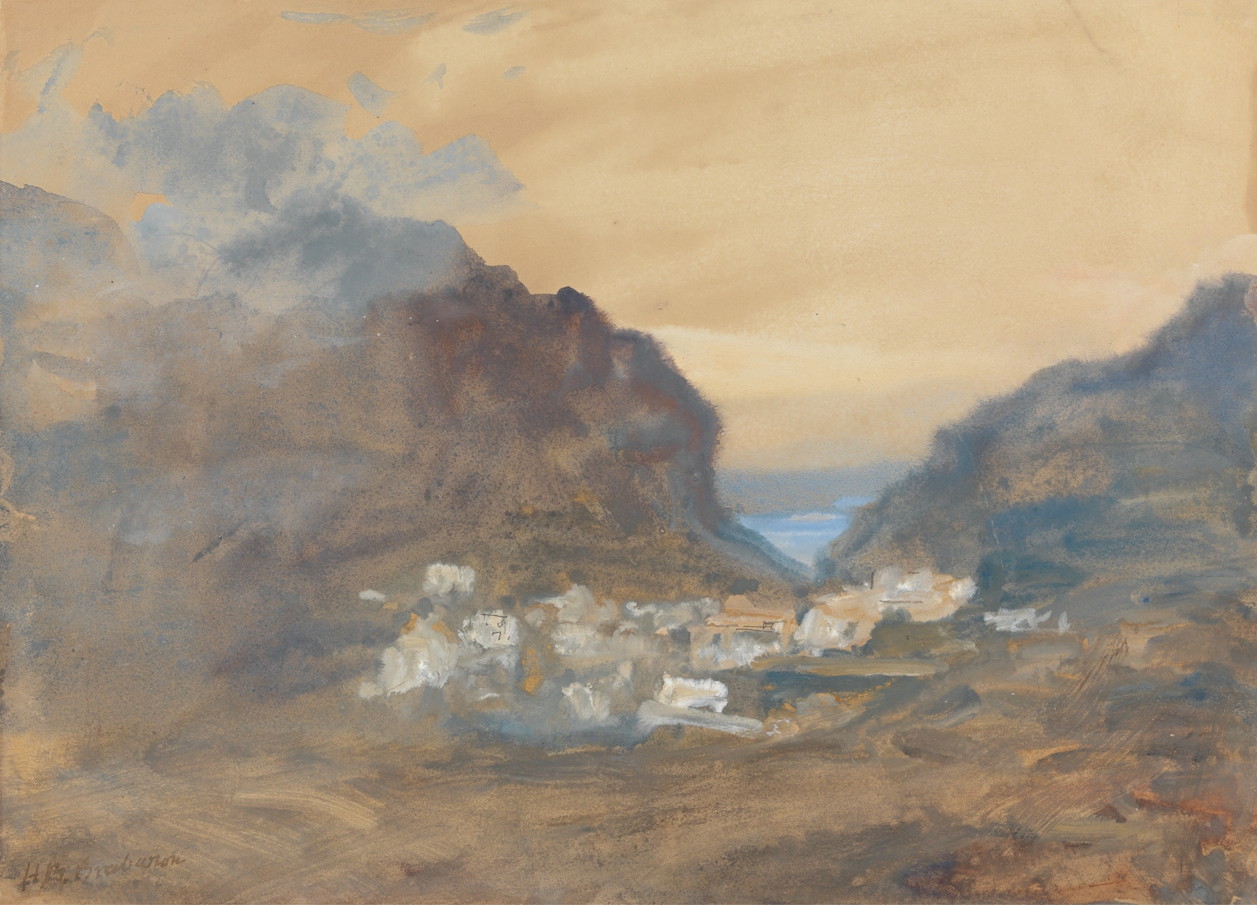 Abstract composition with a smooth form and earth tones by Hercules Brabazon Brabazon.
