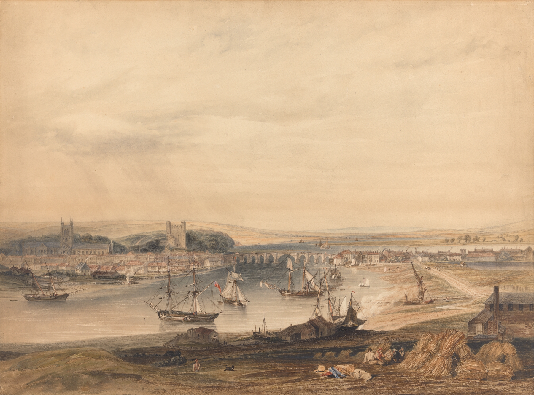 A View of Rochester, the Town and Harbour by Henry Gastineau, watercolor on paper