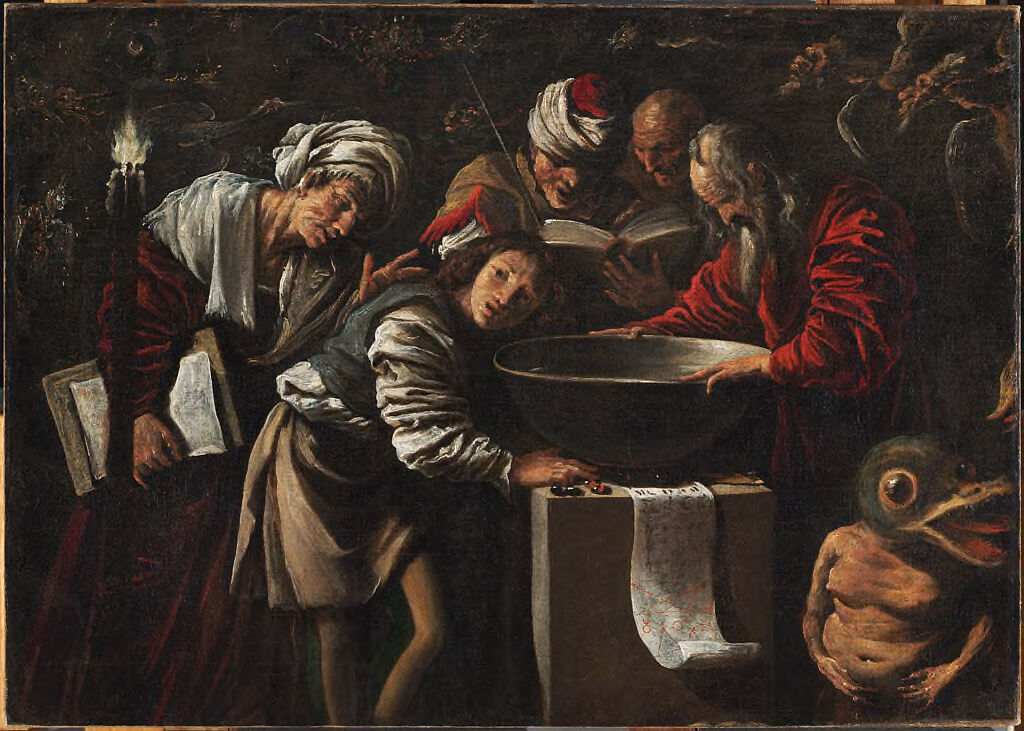 Oil painting by Pietro della Vecchia featuring a bowl and fruit with intricate light reflections.