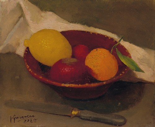 A still life painting by Julio González showcasing vibrant colors and intricate details.