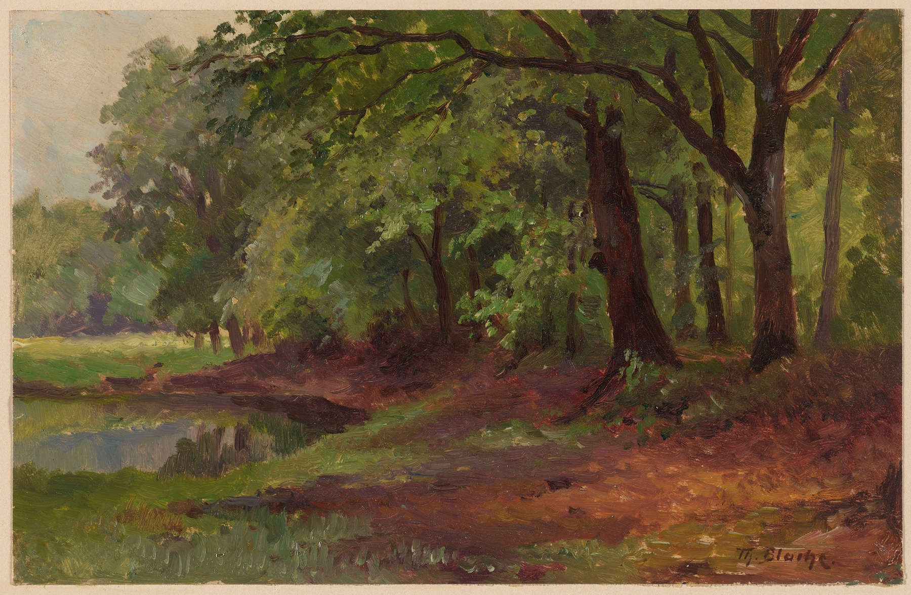 Forest Landscape and a Pond by Theodor Blache, impressionism