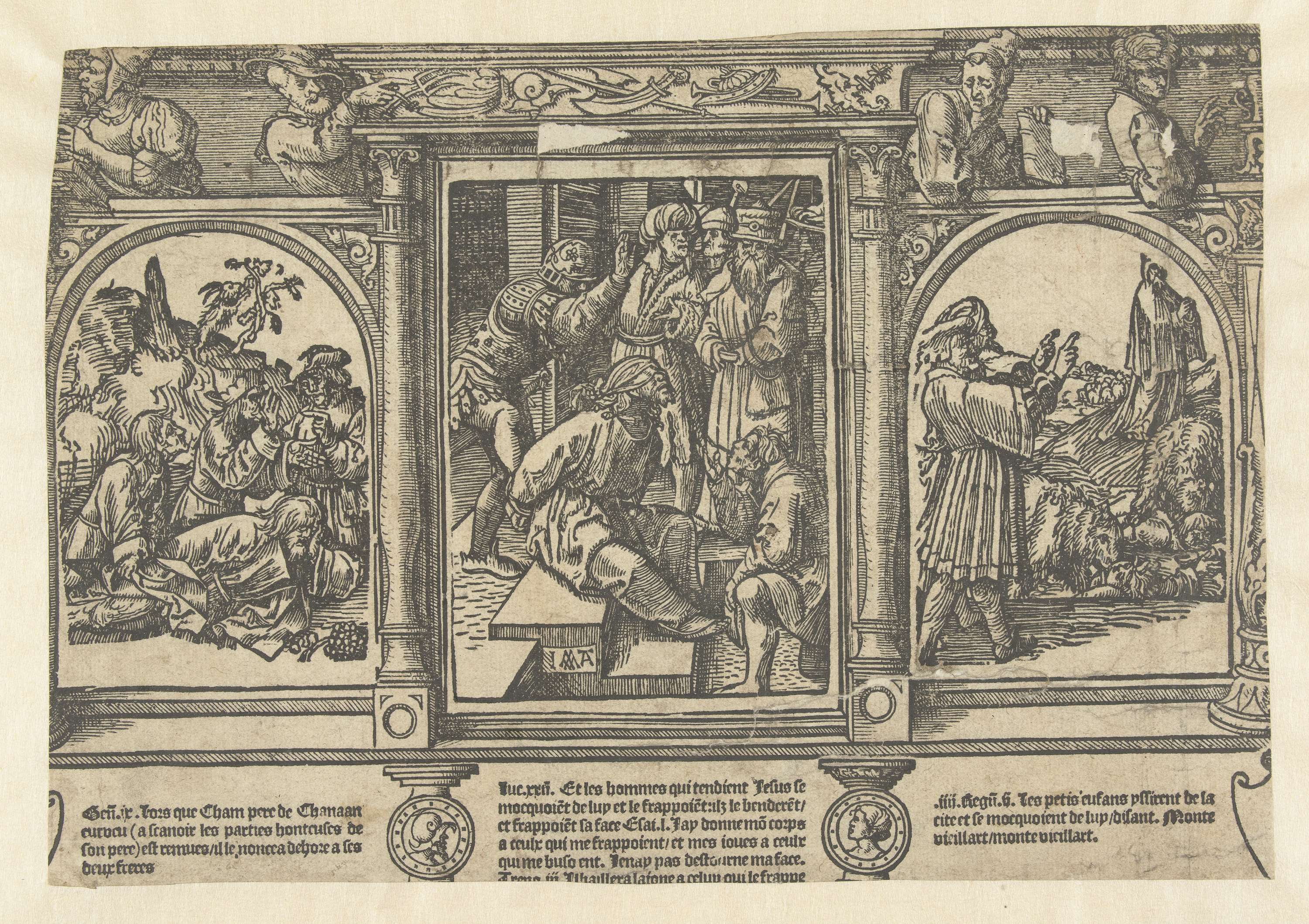 Religious scene with Christ, Noah, and Elisha, paper by Jacob Cornelisz van Oostsanen