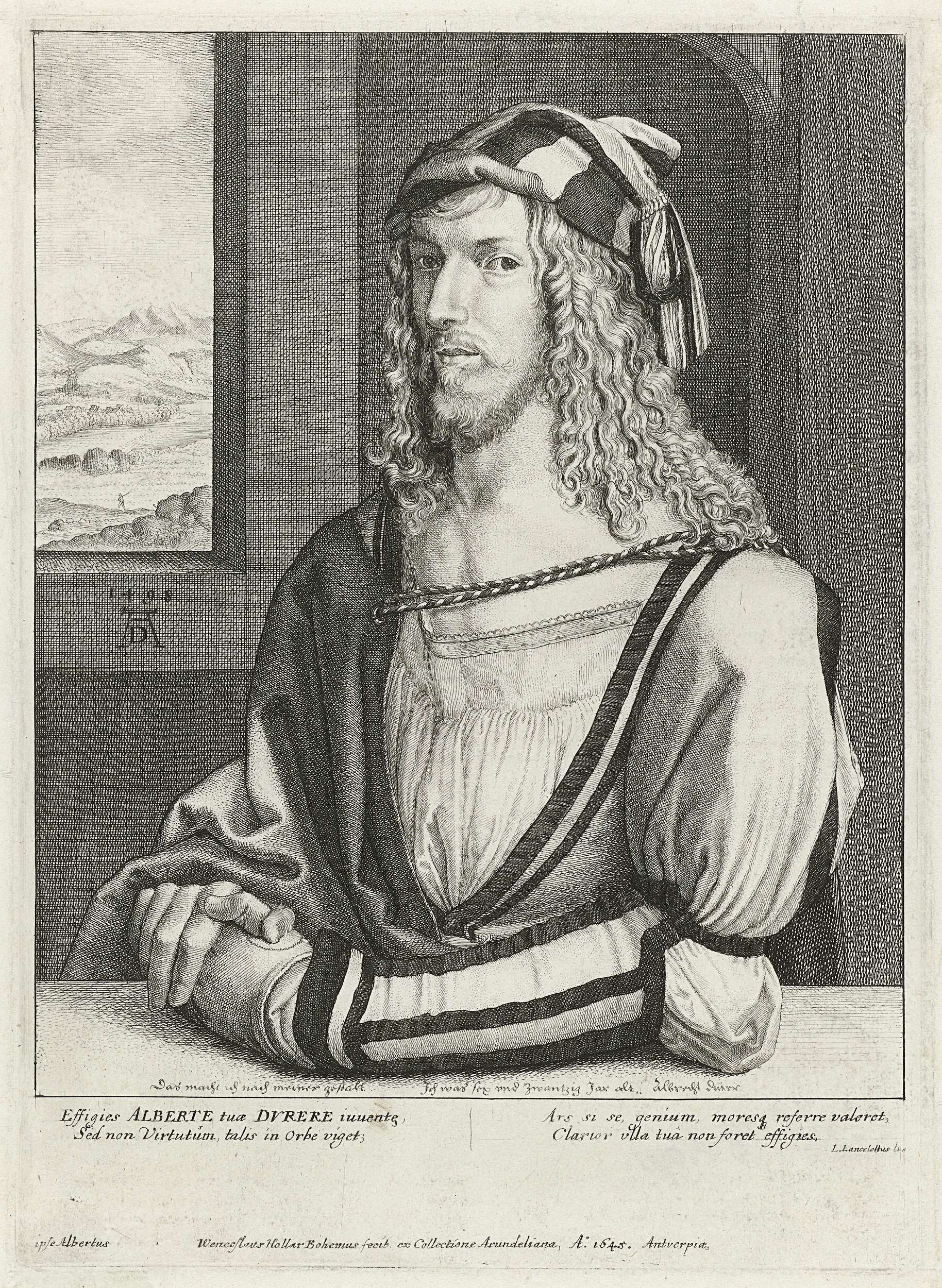 Portret van Albrecht Dürer, by Wenceslaus Hollar, public domain