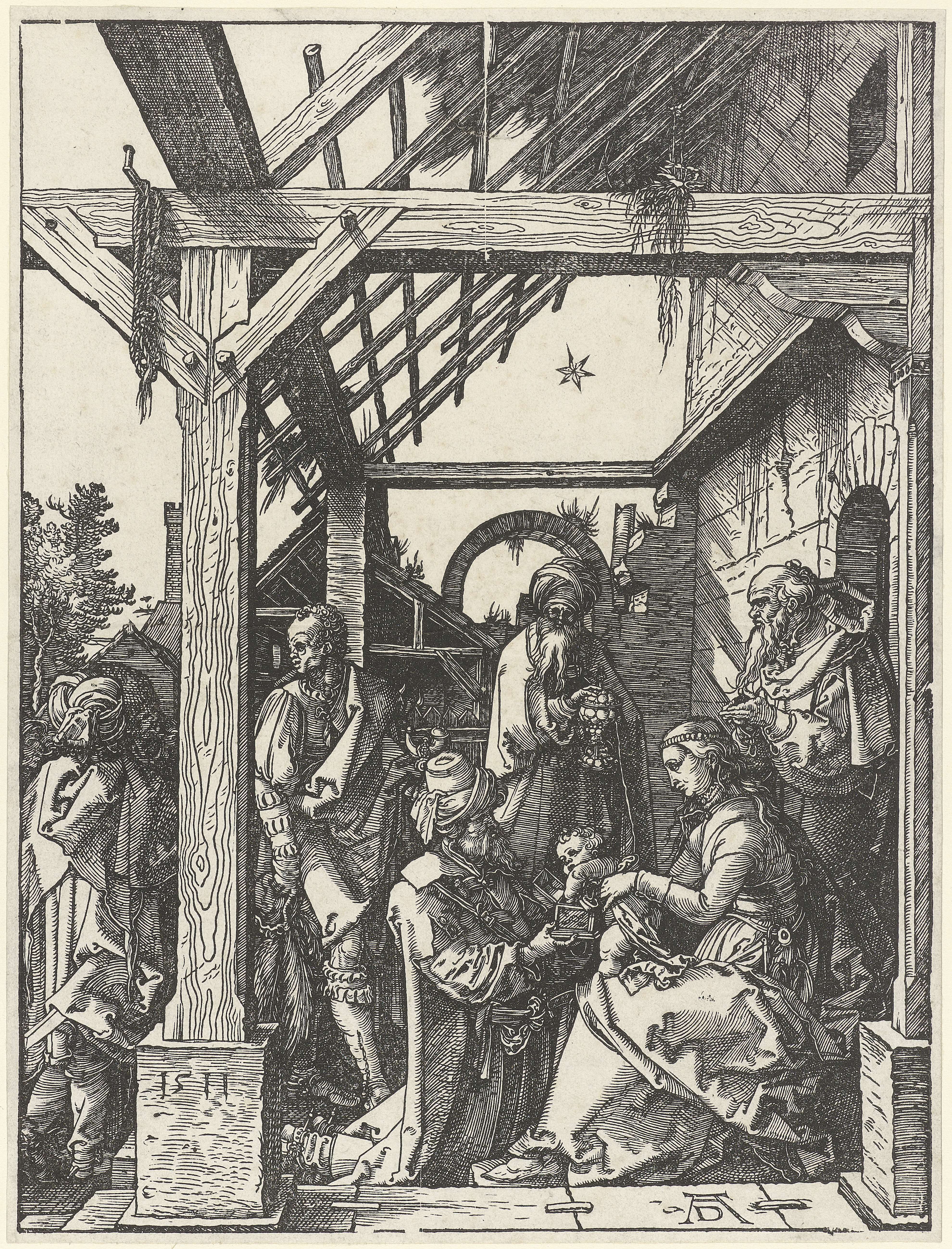 De aanbidding door de koningen, paper, Albrecht Dürer, three kings offering treasures