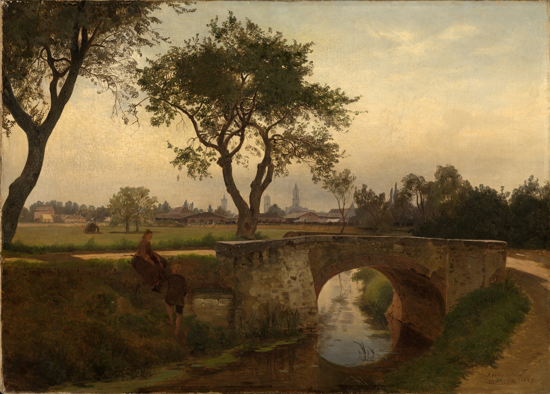 Landscape view of Karlsruhe by Gustav Osterroht, oil painting