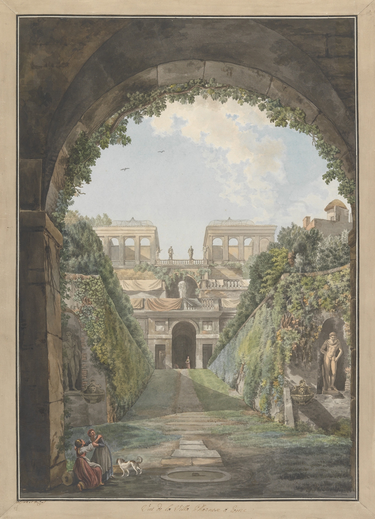 Villa Farnese by Abraham-Louis-Rodolphe Ducros, watercolor on paper, depicting a serene landscape with lush greenery.