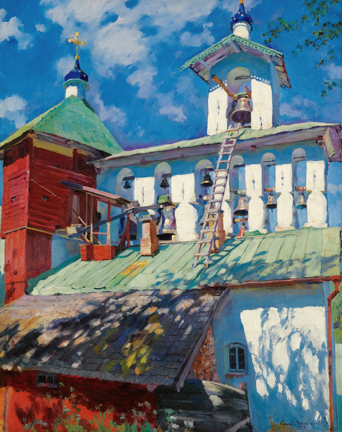 The Belfry Of The Pskovo-Pechersky Monastery by Sergei Arsenevich Vinogradov, medium unknown.