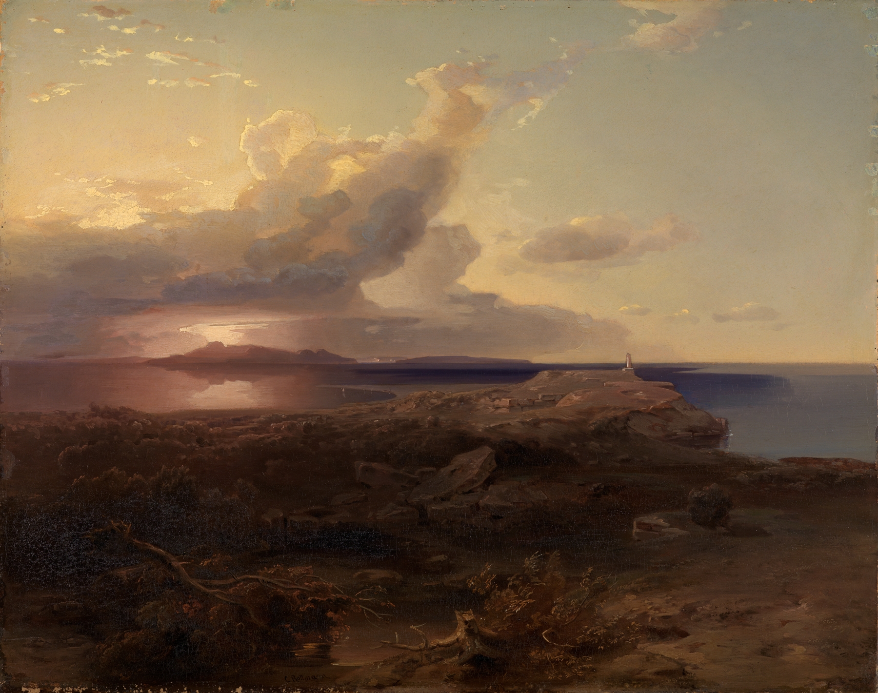 Landscape of Die Insel Ägina mit den Ruinen des Hekatetempels by Carl Rottmann, oil painting
