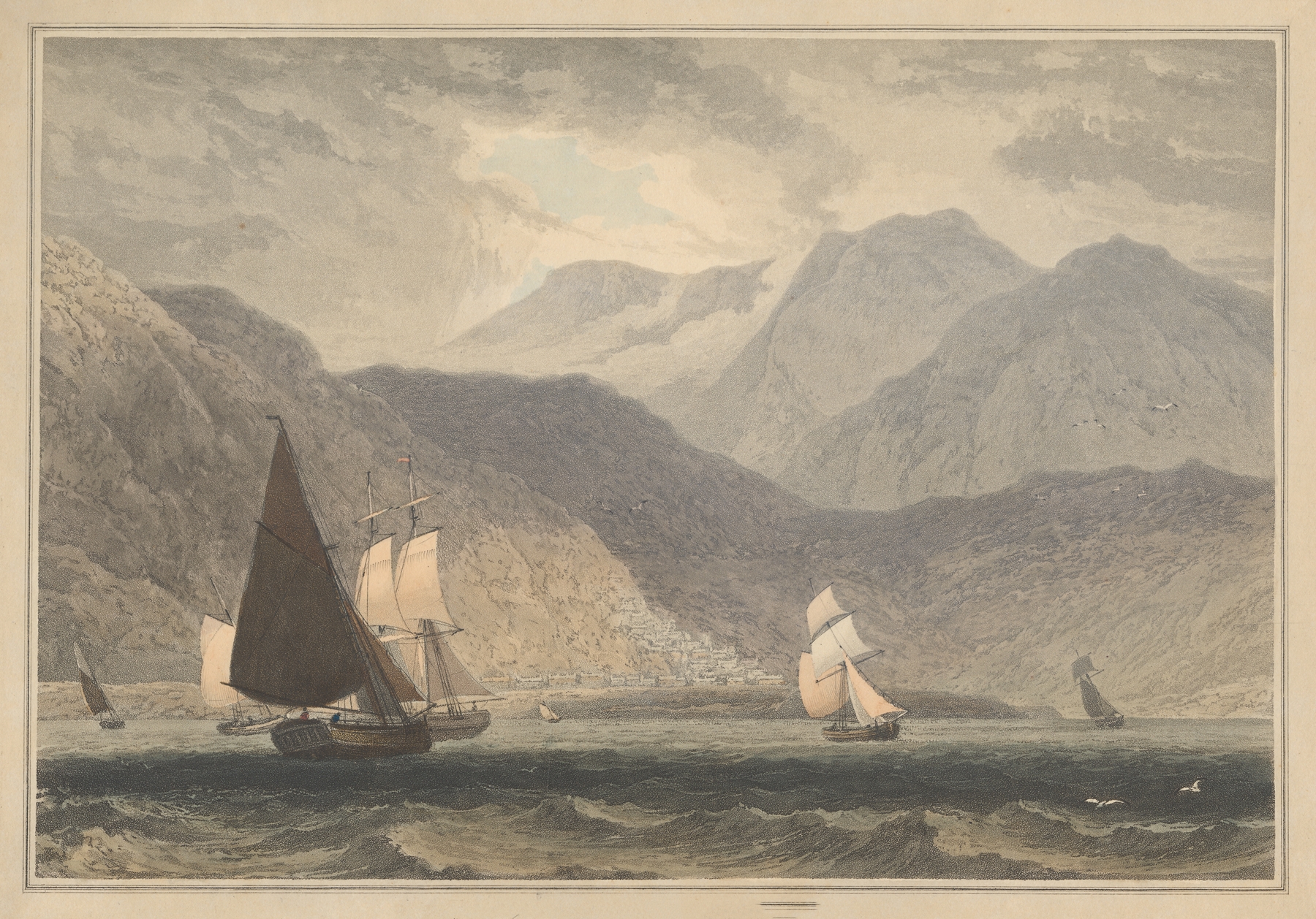 Landscape of Barmouth, Merionethshire by William Daniell, oil painting