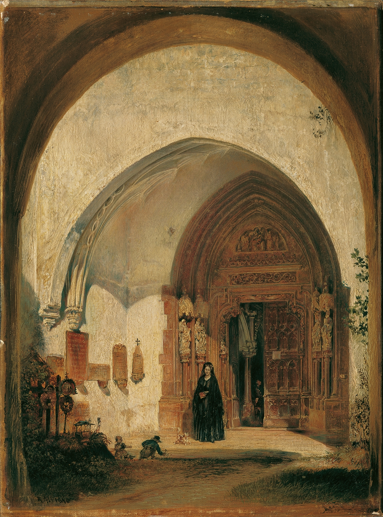 Das Portal der Stiftskirche Nonnberg in Salzburg, by Rudolf von Alt, public domain