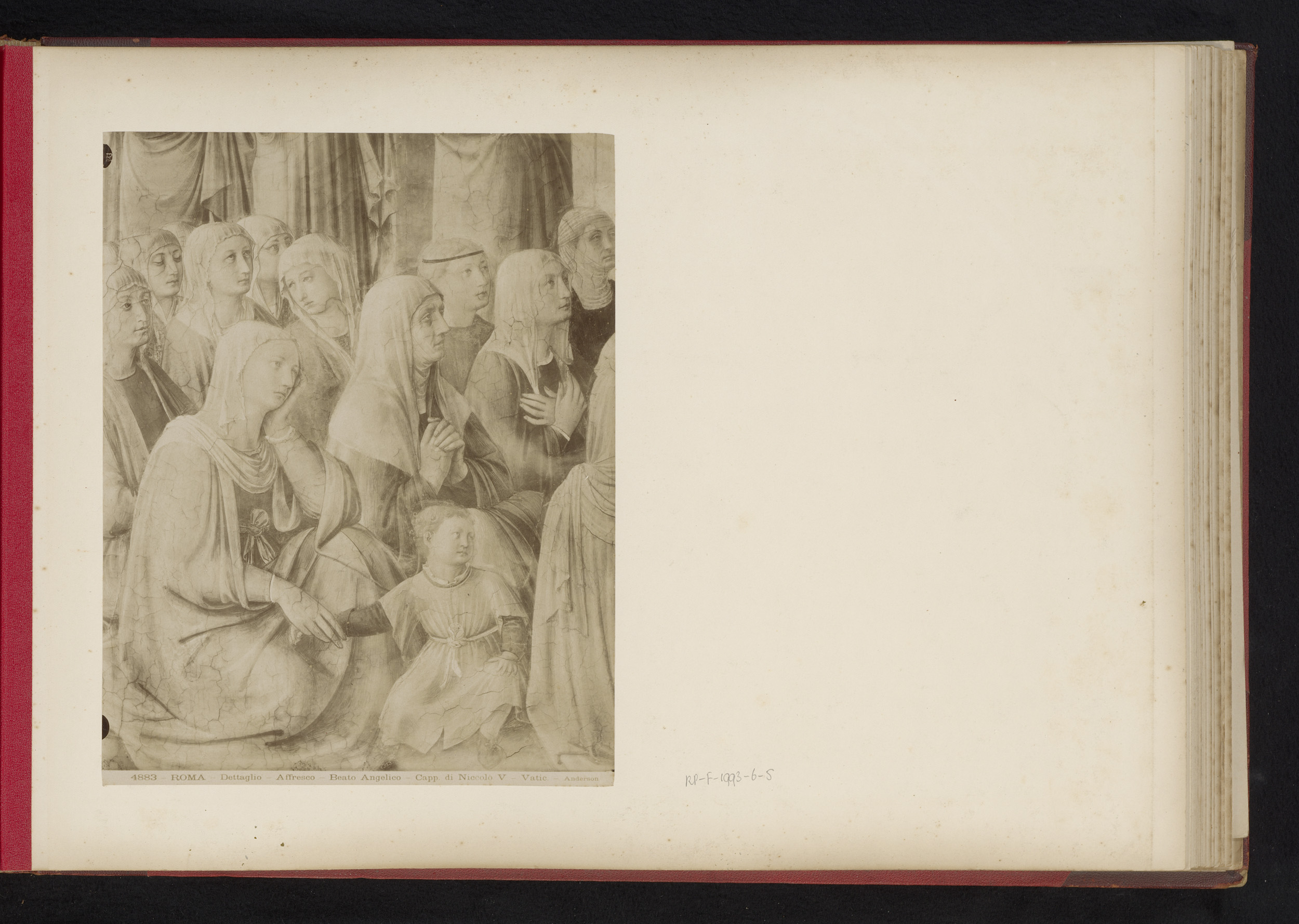 Fotoreproductie van een detail van fresco Prediking van de heilige Stefanus, door Fra Angelico, Kapel van Nicolaas V, Vaticaan, by James Anderson, public domain