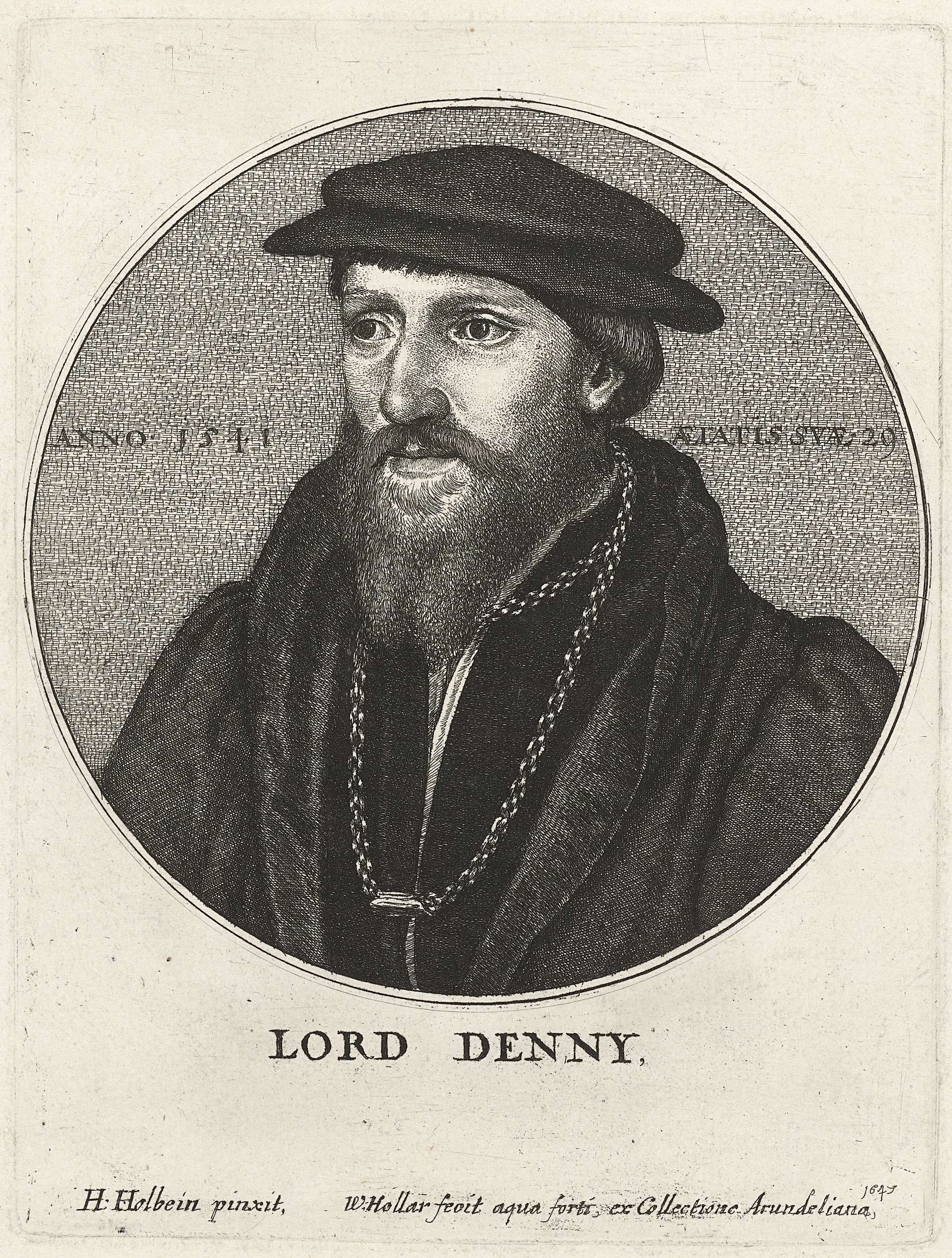 Portrait of Sir Anthony Denny, etching by Wenceslaus Hollar