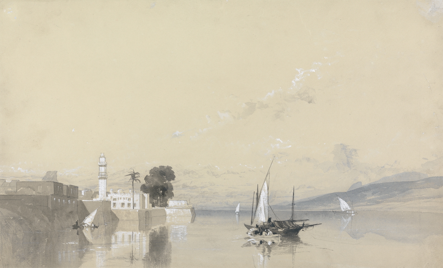 Landscape oil painting by William James Müller depicting interplay of light and shadow.