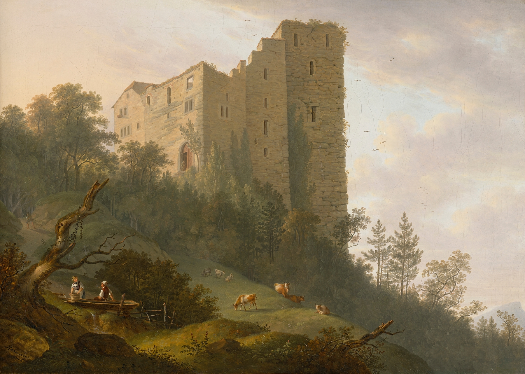 Landscape with Habsburg castle ruins, oil on canvas by Johann Caspar Rahn