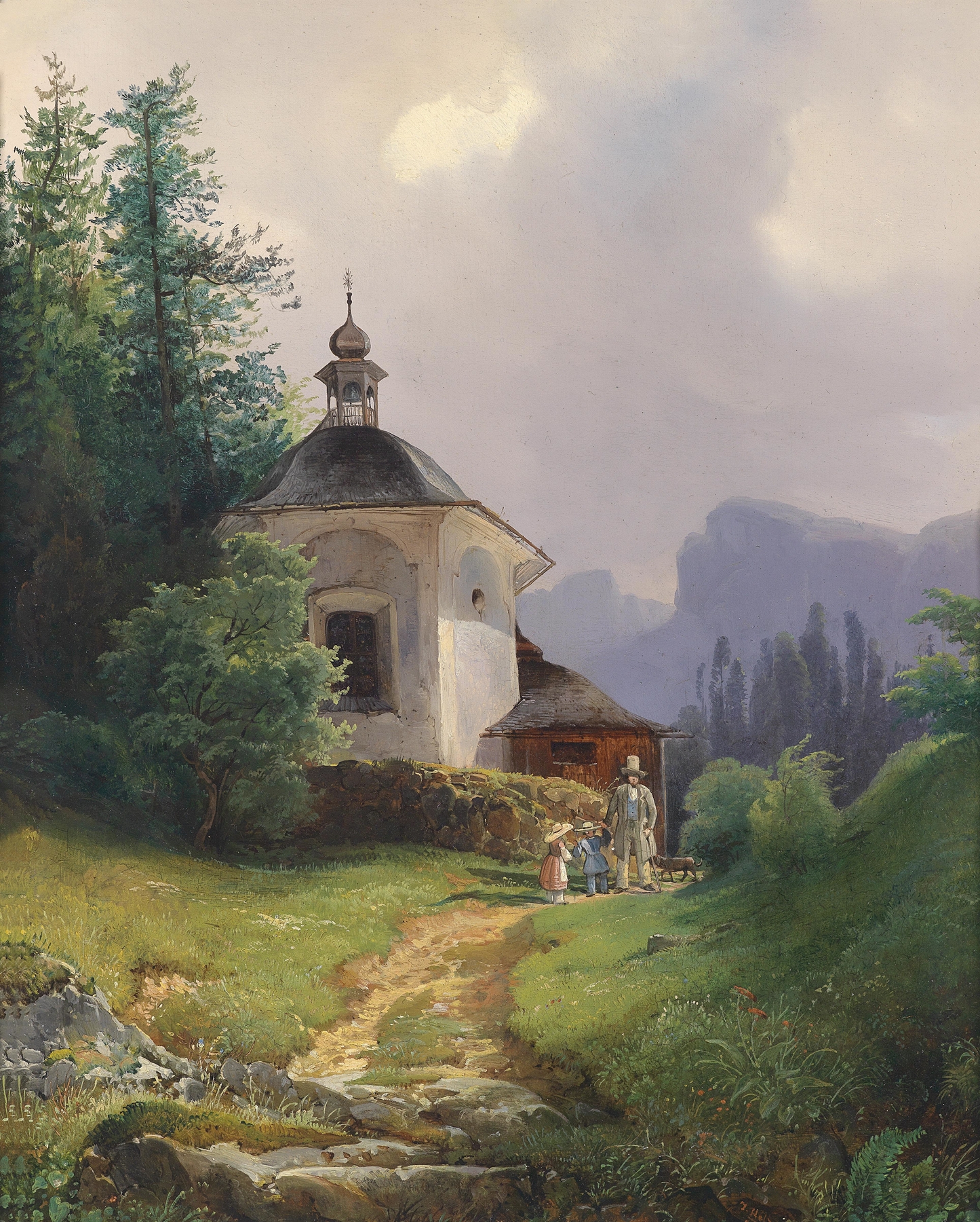 Religious scene featuring a chapel with soft light, by Joseph Holzer, medium unknown