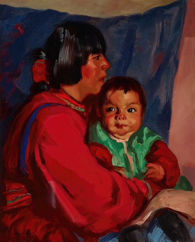 A tender portrait of a mother and child by Robert Henri.