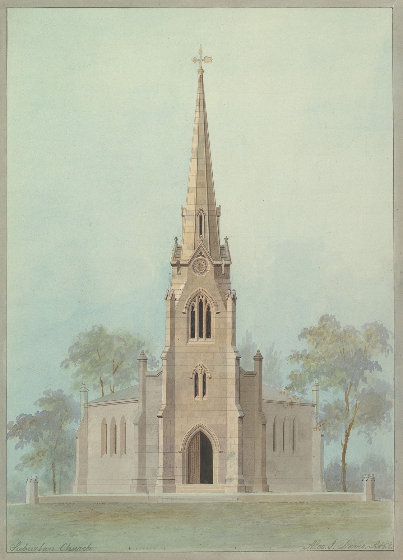 Church of the Holy Apostles, New York City, by Alexander Jackson Davis, public domain