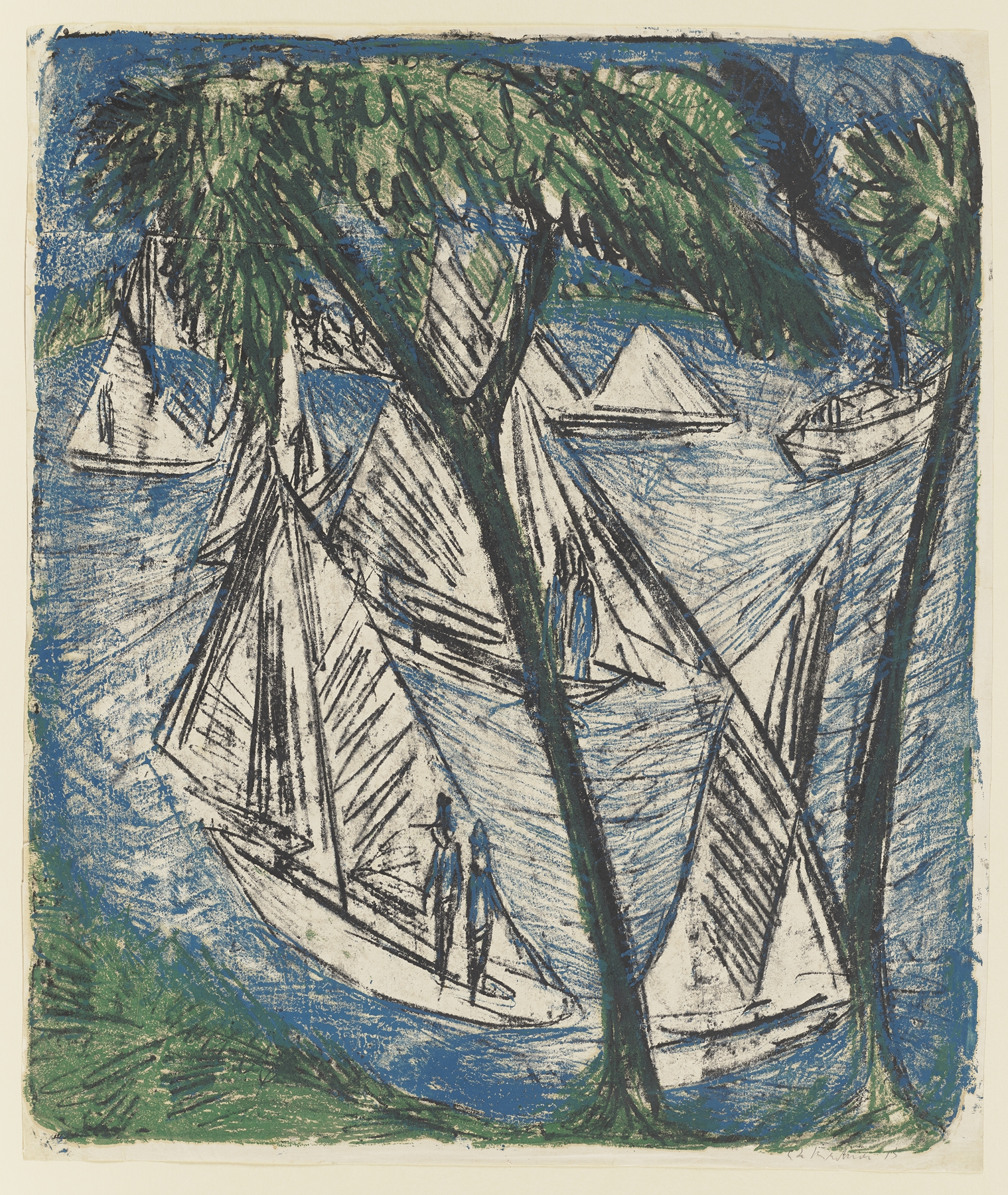 Segelboote bei Grünau, by Ernst Ludwig Kirchner, public domain