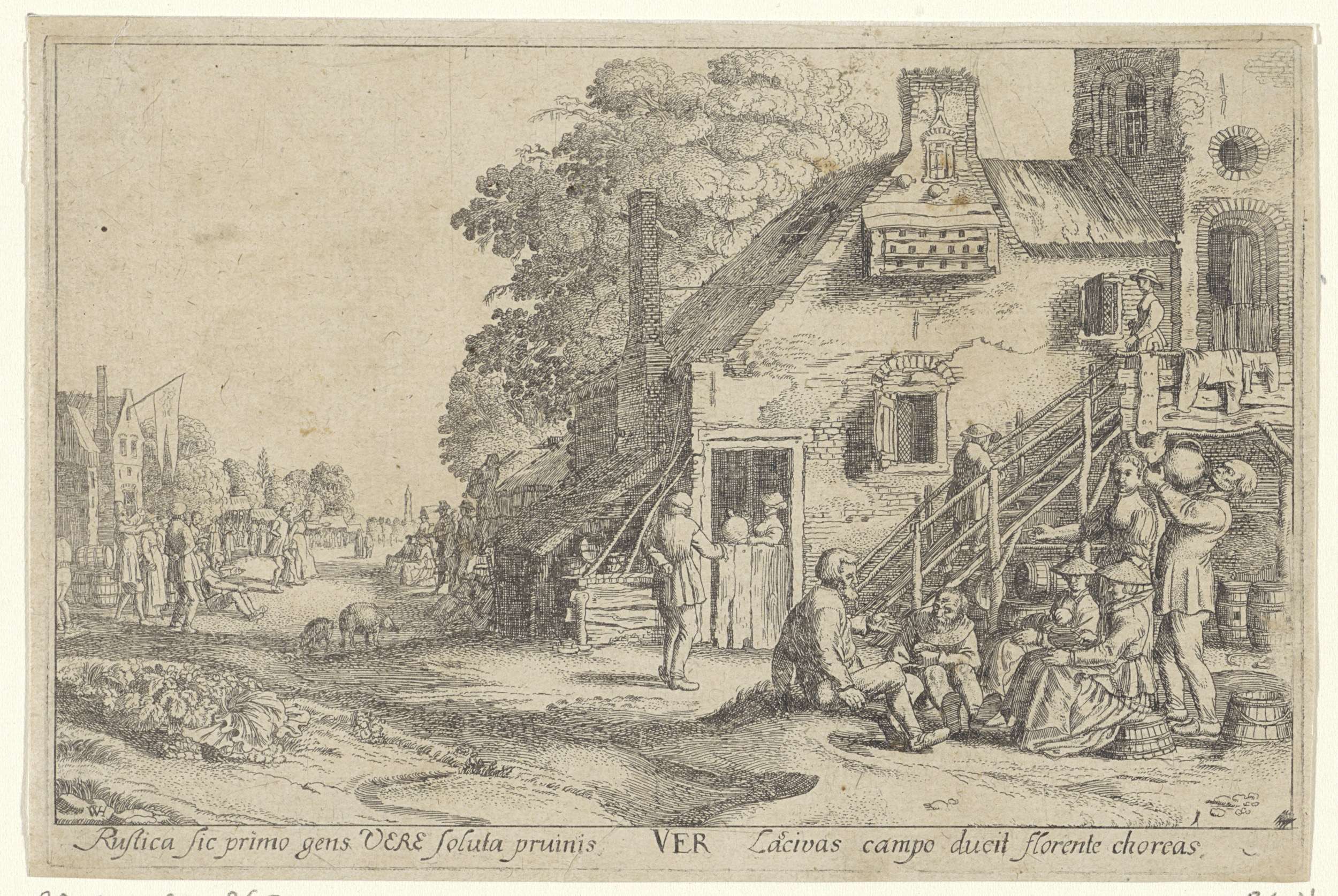 Etching by Wenceslaus Hollar featuring a spring landscape with light and color.