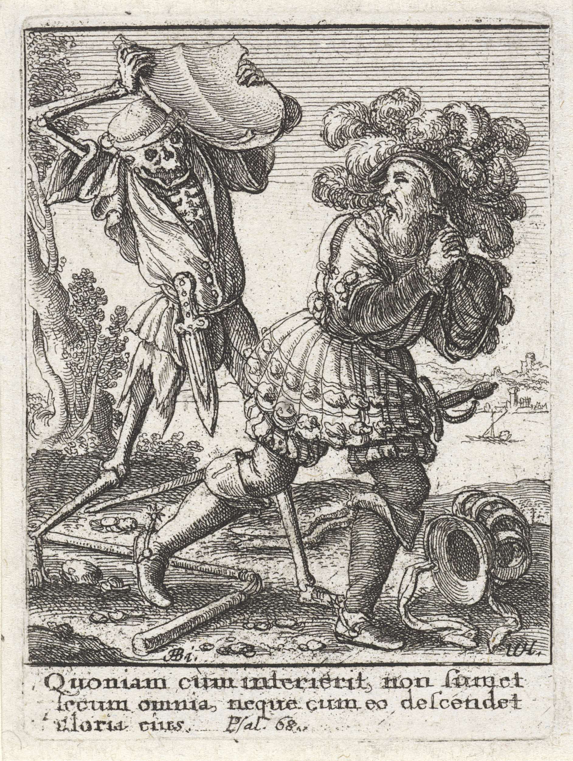 Etching by Wenceslaus Hollar depicting a nobleman confronting death.