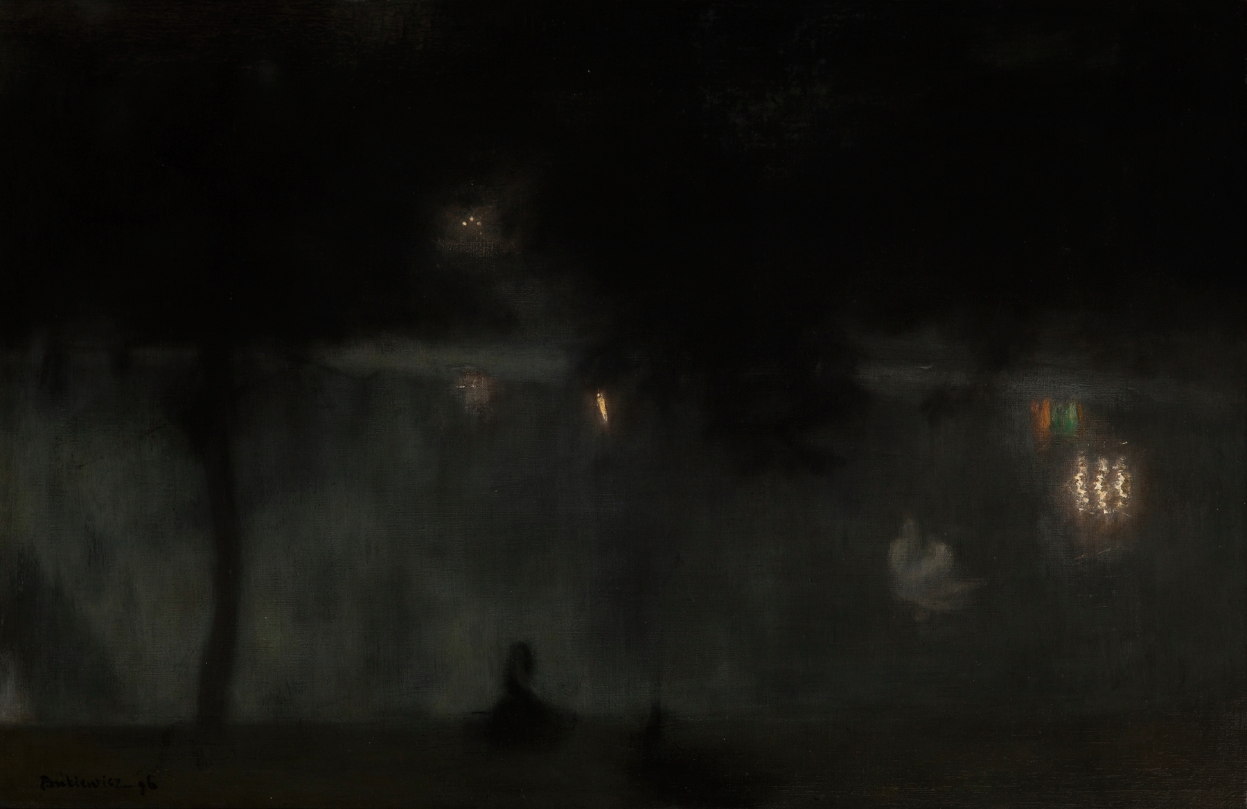 Swans in the Saski Garden at Night, by Józef Pankiewicz, public domain