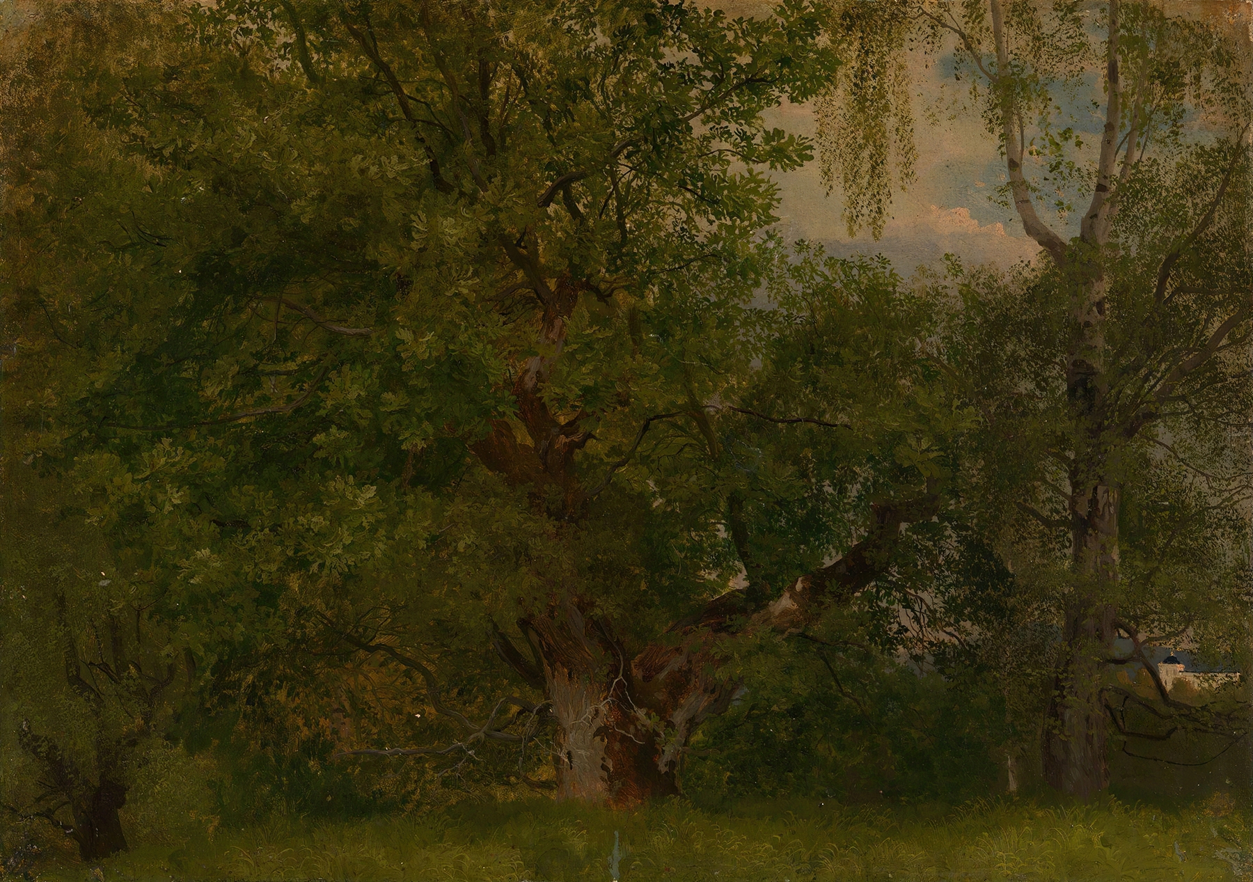 Wood near Ulefoss by August Cappelen, oil painting depicting a serene forest landscape
