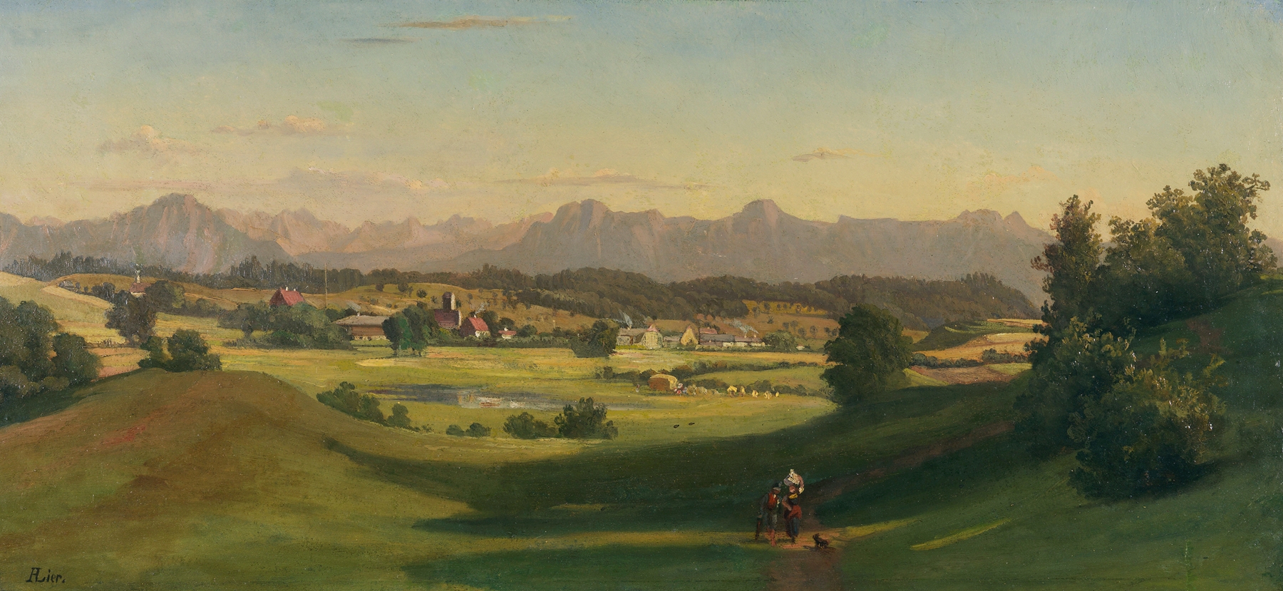 Landschaft bei Murnau by Adolf Heinrich Lier, oil on canvas depicting a forest landscape with light and shadow.