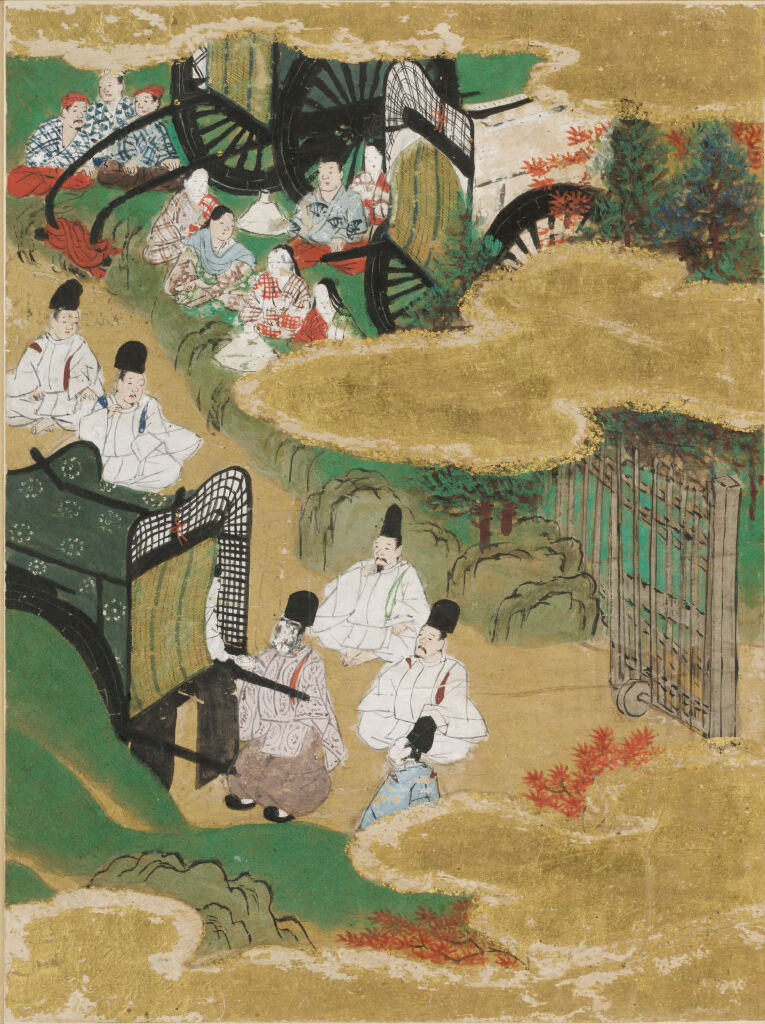 At the Pass (Sekiya), Illustration to Chapter 16 of the Tale of Genji (Genji monogatari), by Tosa Mitsunobu, public domain