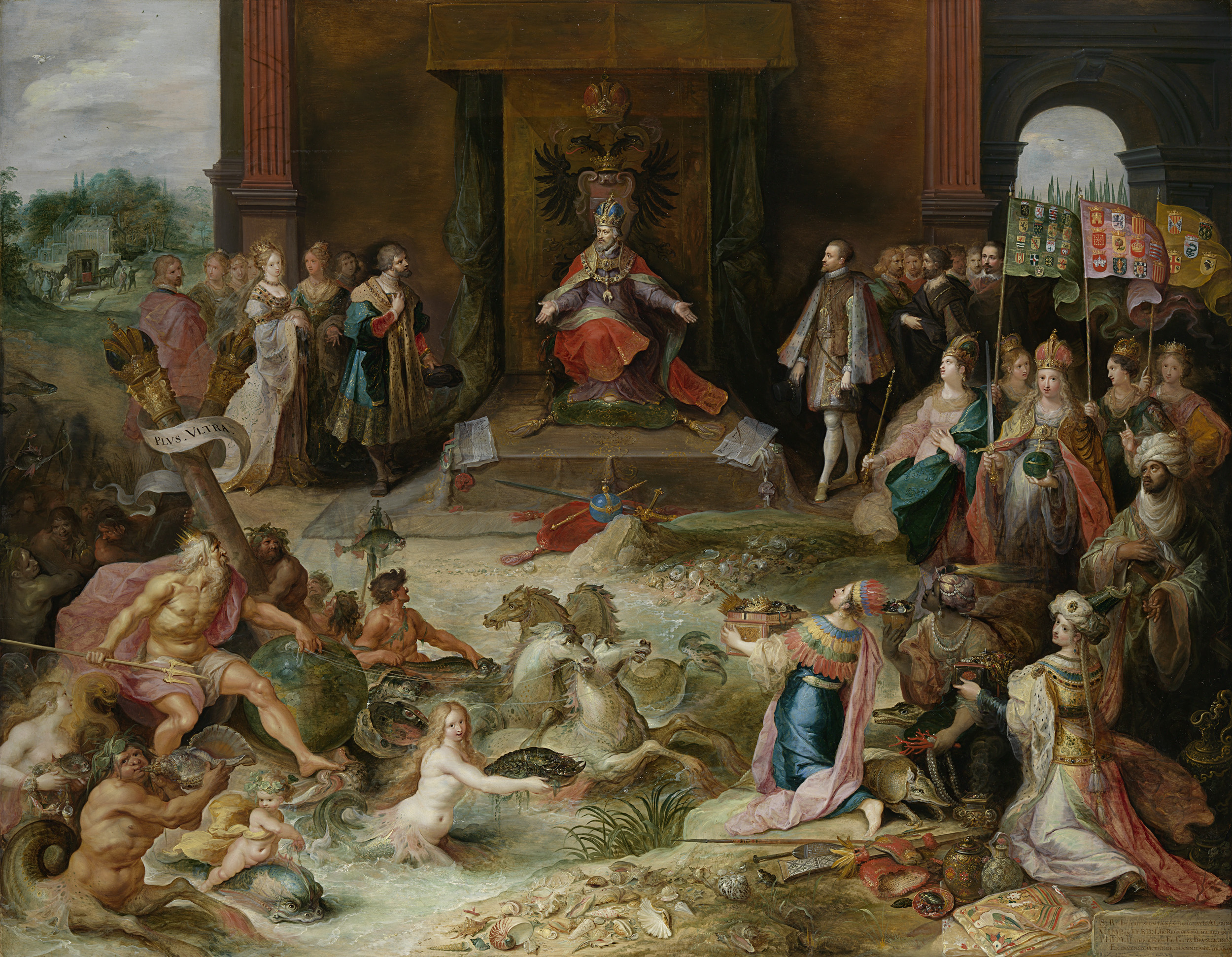 Allegory on the Abdication of Emperor Charles V, oil on panel by Frans Francken II