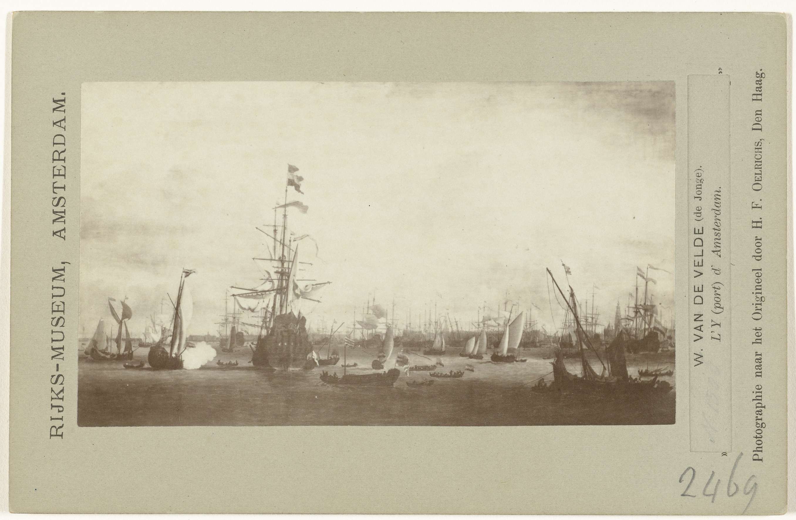 Marine scene with the ship 'Gouden Leeuw', albumen print by Henri Frederic Oelrichs