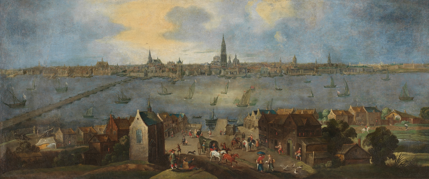 Gezicht op de rede van Antwerpen, by Mathys Schoevaerdts, public domain