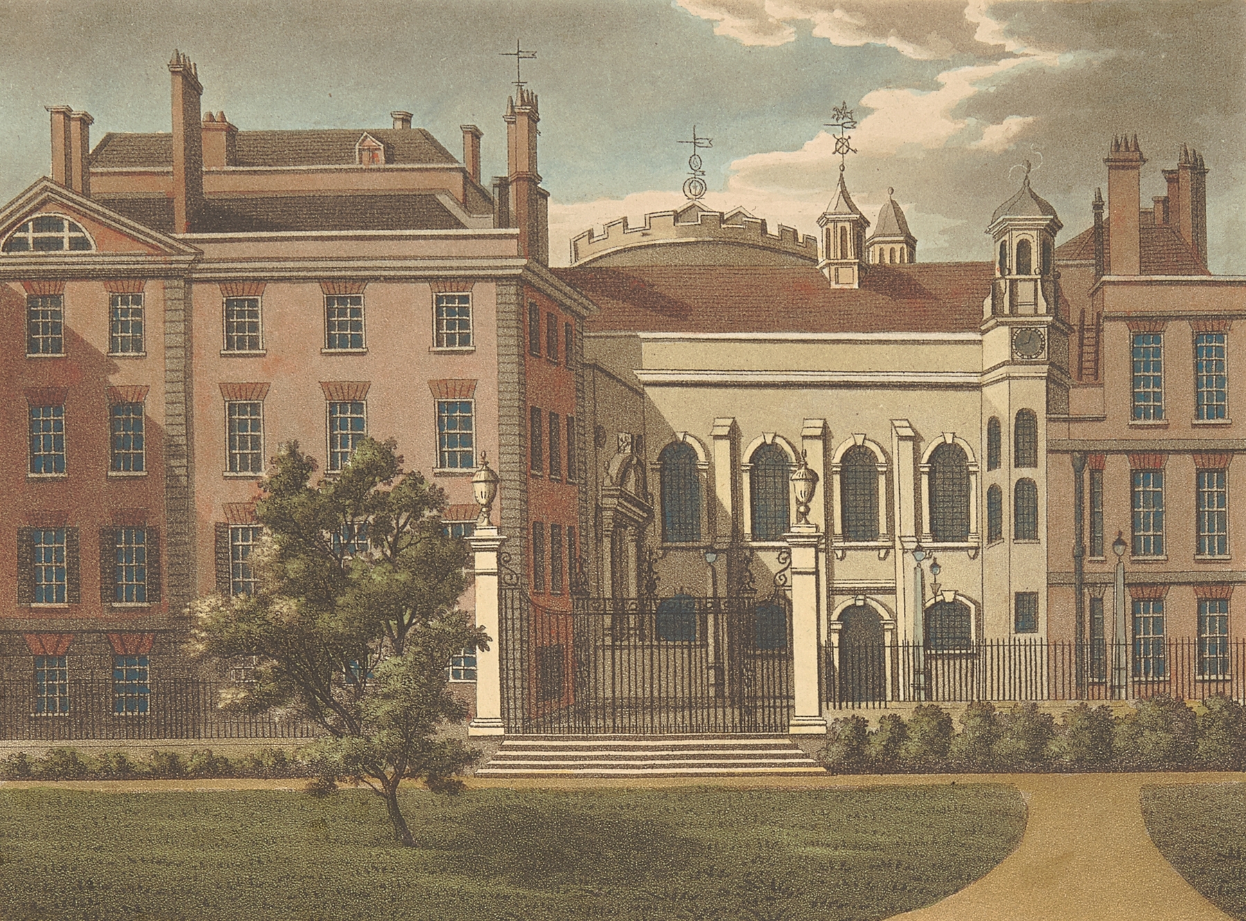 Inner Temple by Samuel Ireland, oil painting depicting intricate architecture and ethereal light.